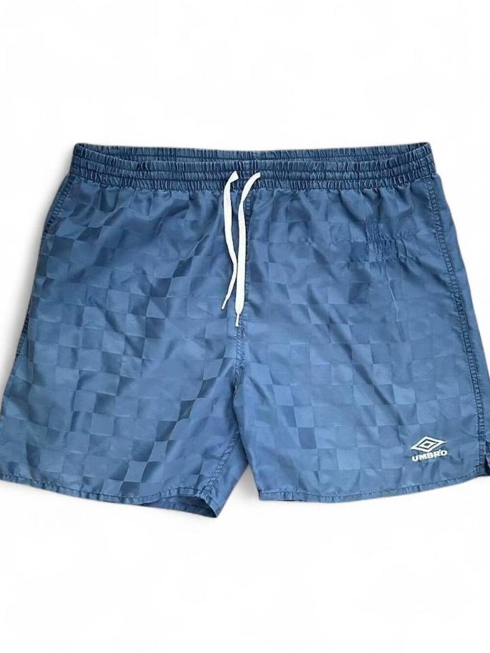 Umbro Blue Checkered Soccer Shorts Vintage Football Large 90s